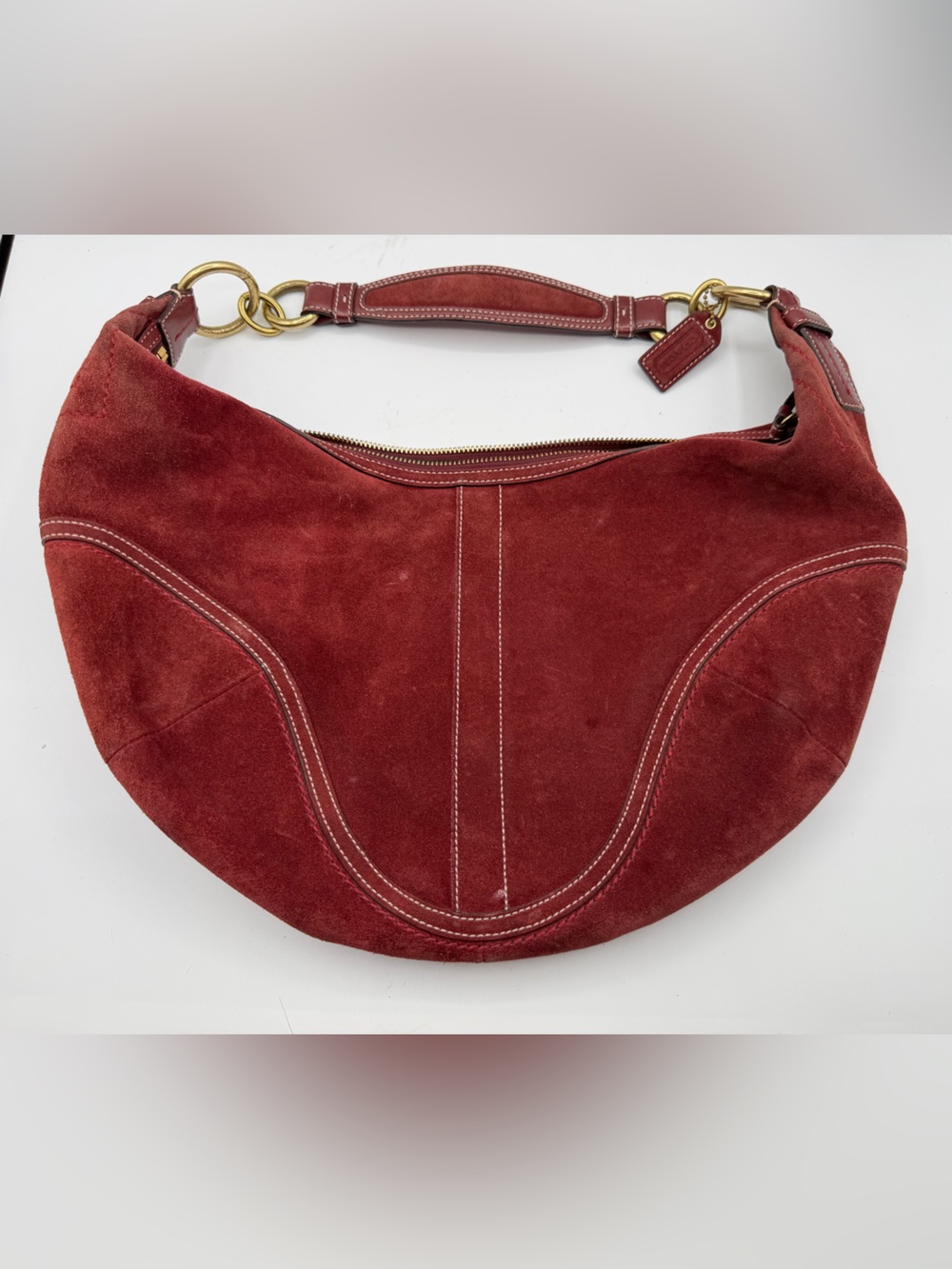 Coach Vintage Soho 10935 Burgundy Suede Hobo Shoulder Bag Y2K